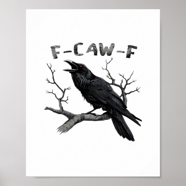 Funny F-Caw-F Gothic Crow Humor Essential Poster (Framsidan)