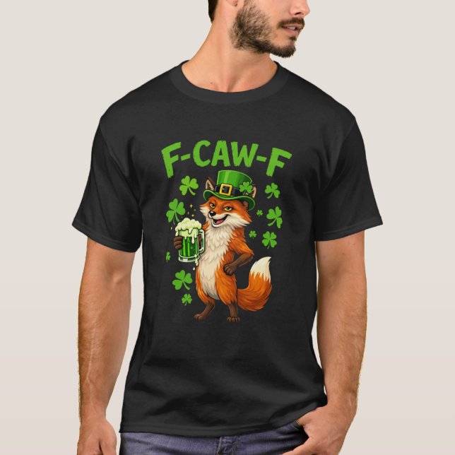 Funny F-CAW-F Irish Fox St. Patrick’s Day T Shirt (Framsida)