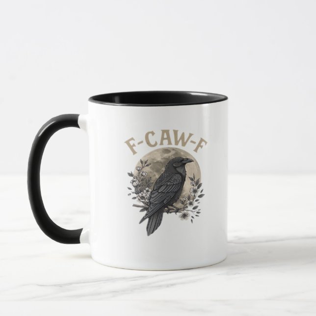 Funny F Caw F Raven Bird Saying Graphic Style Mugg (Vänster)