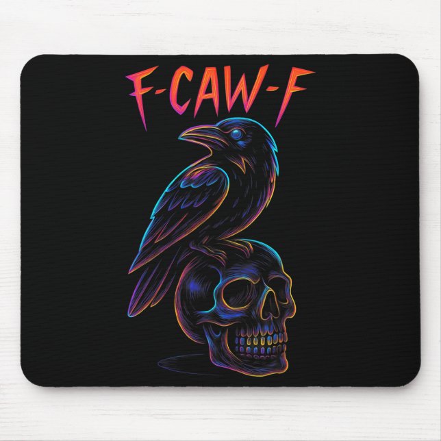 Funny F Caw F Raven Skull Gothic Graphic Halloween Musmatta (Framsidan)