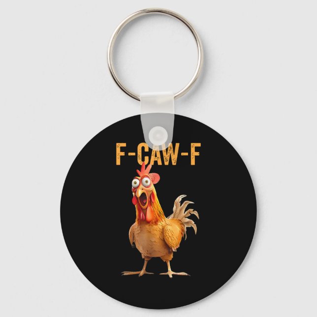 Funny F-caw-f Rooster Chicken Meme Chicken Farm Wo Nyckelring (Framsida)