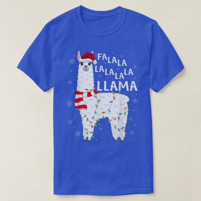 Funny Fa La Llama Julafton Ljus Santa Hat Llama C T Shirt (Design framsida)