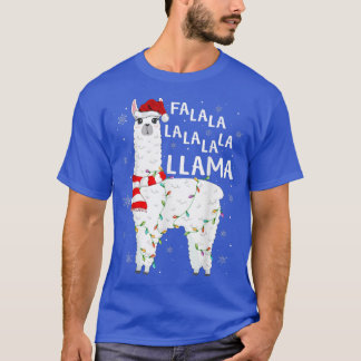 Funny Fa La Llama Julafton Ljus Santa Hat Llama C T Shirt