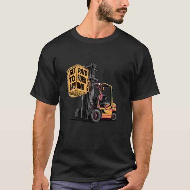 Funny Factory Warehouse Worker Forklift operator T Shirt (Framsida)