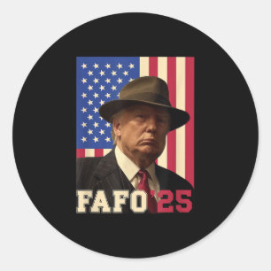 Funny Fafo Trump Photo USA flagga Retro Vintage Runt Klistermärke