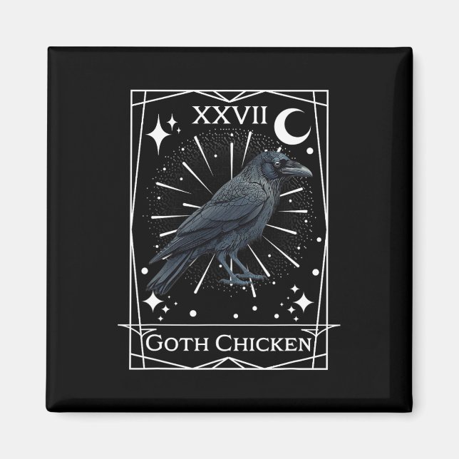 Funny Fairycore Tarot Gothic Witchcraft Chicken De Magnet (Framsidan)