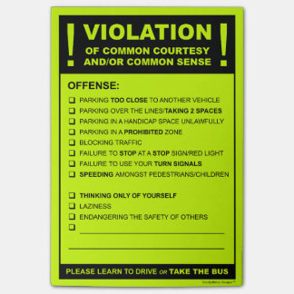 Funny Fake Parking Biljett Driving Citation Post-it Block