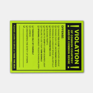 Funny Fake Parking Biljett Driving Citation Post-it Block