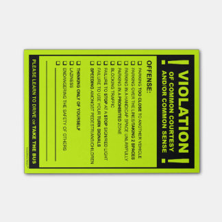 Funny Fake Parking Biljett Driving Citation Post-it Block
