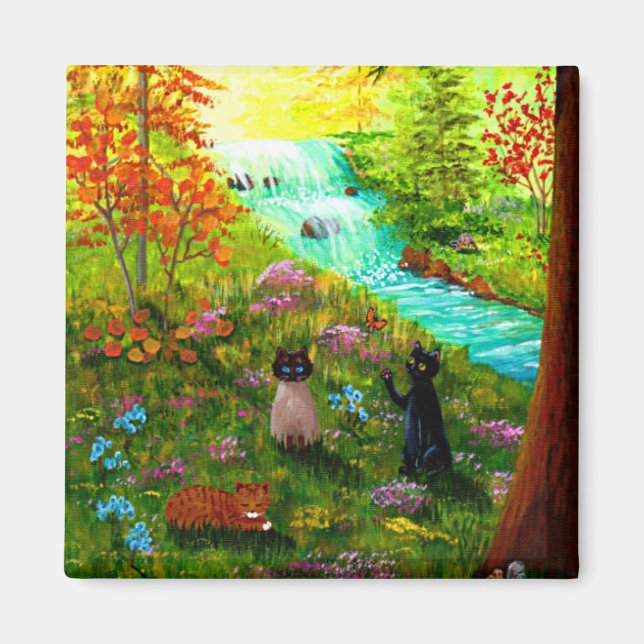 Funny Fall Cat Creationarts Magnet (Framsidan)