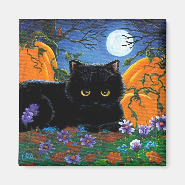 Funny Fall Cats Måne Creationarts Magnet (Framsidan)