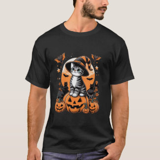 Funny Fall Pumpkin Cat Lover T Shirt