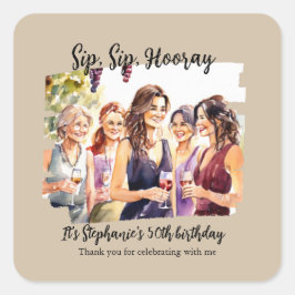 Funny Fall Vin Tasting Womans 50:e födelsedag Fyrkantigt Klistermärke