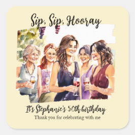 Funny Fall Vin Tasting Womans 50:e födelsedag Fyrkantigt Klistermärke