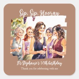 Funny Fall Vin Tasting Womans 50:e födelsedag Fyrkantigt Klistermärke