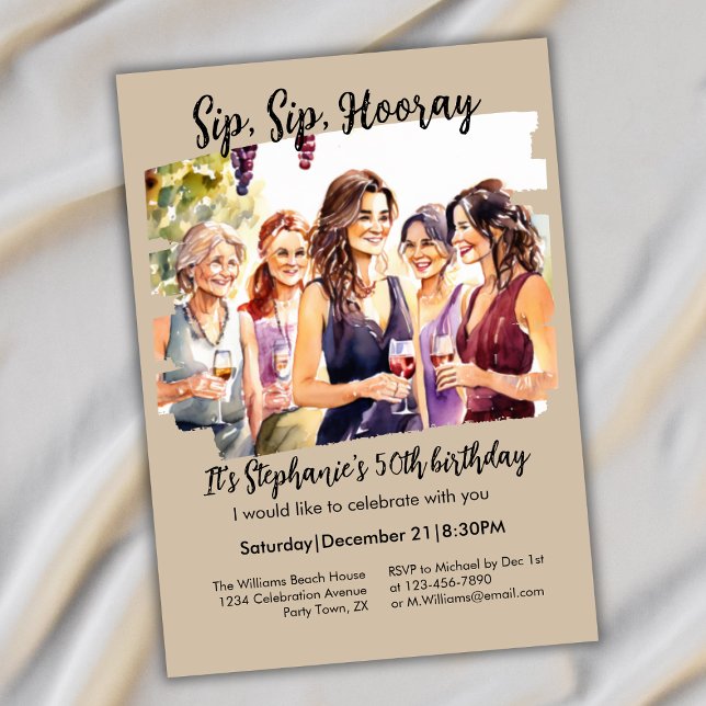 Funny Fall Vin Tasting Womans 50:e födelsedag Inbjudningar (Skapare uppladdad)
