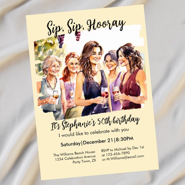 Funny Fall Vin Tasting Womans 50:e födelsedag Inbjudningar (Skapare uppladdad)