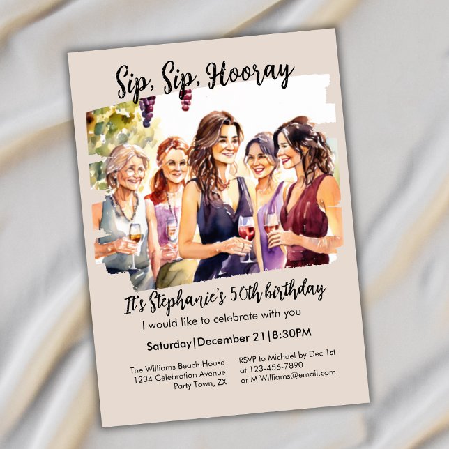 Funny Fall Vin Tasting Womans 50:e födelsedag Inbjudningar (Skapare uppladdad)