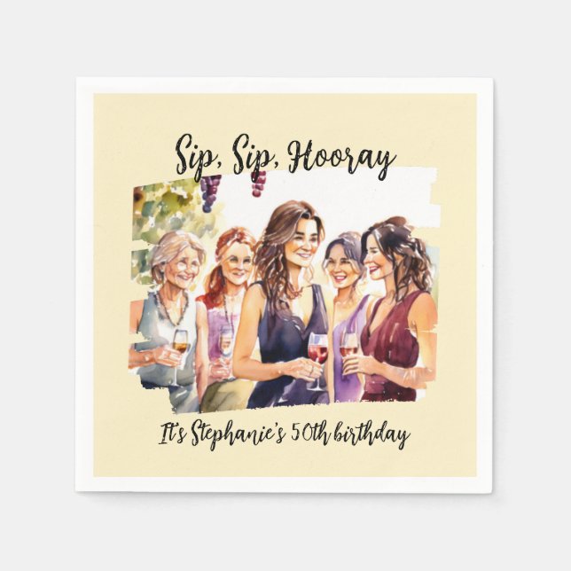 Funny Fall Vin Tasting Womans 50:e födelsedag Pappersservett (Framsidan)