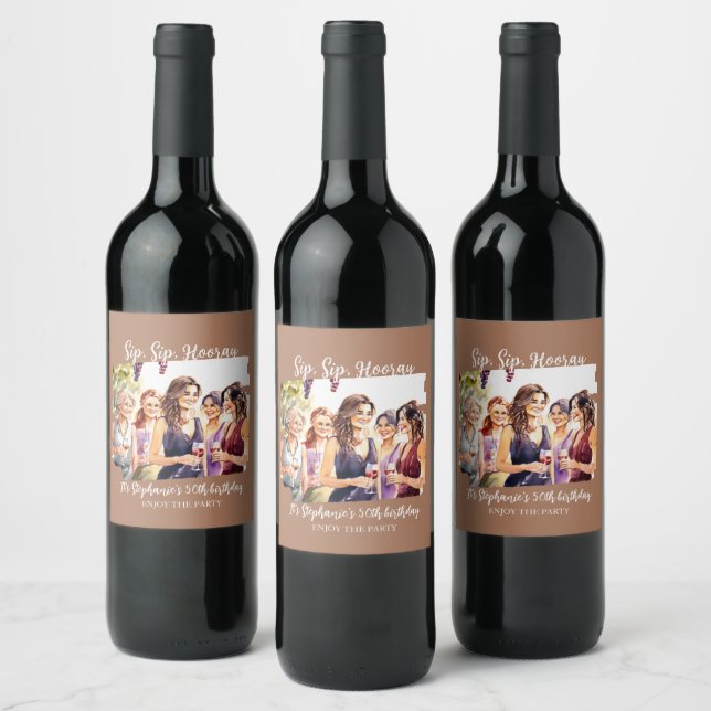 Funny Fall Vin Tasting Womans 50:e födelsedag Vinflaska Etikett (Flaskor)