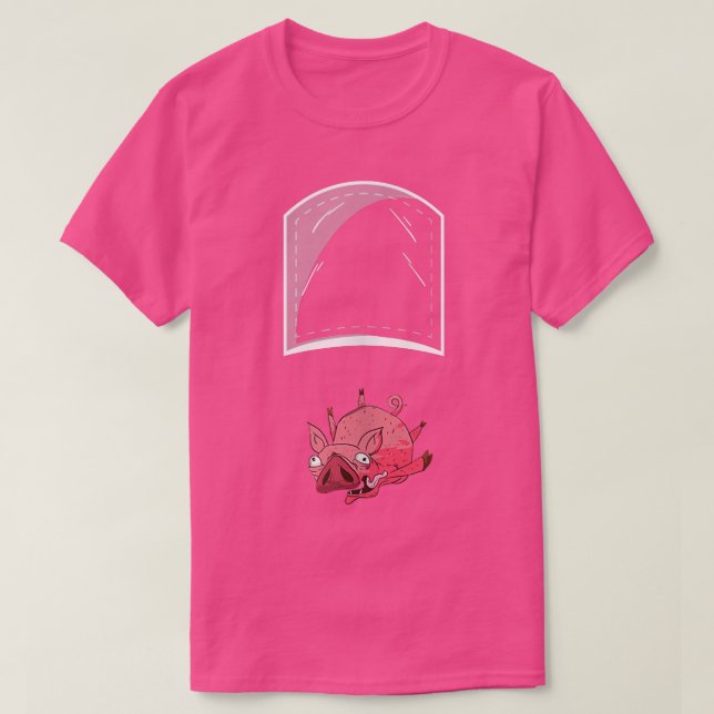 Funny Falling Gris Pocket T Shirt (Design framsida)
