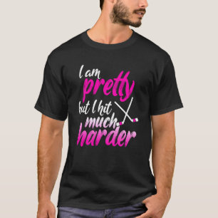 Funny Fält Hockey Girl Woman Hits Harder T Shirt