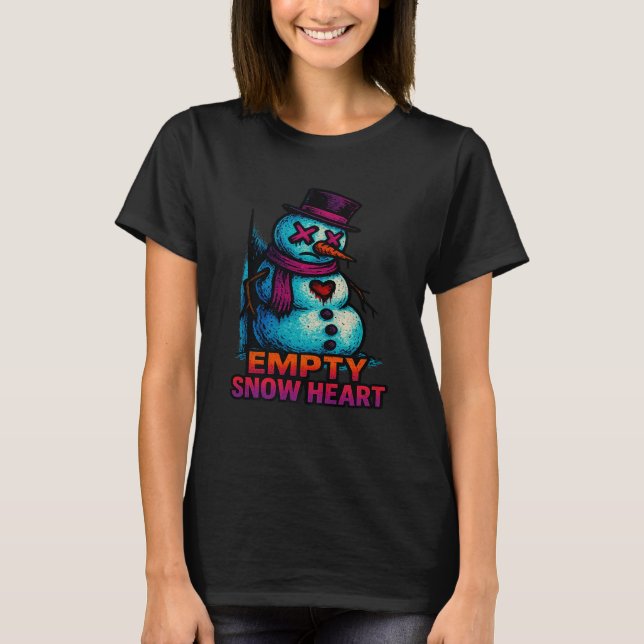 Funny Family Christmas Empty Snow Heart Snowman Pr T Shirt (Framsida)