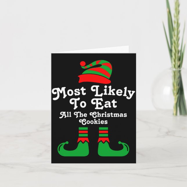 Funny Family Christmas Most Likely To Elf  Kort (Framsida)