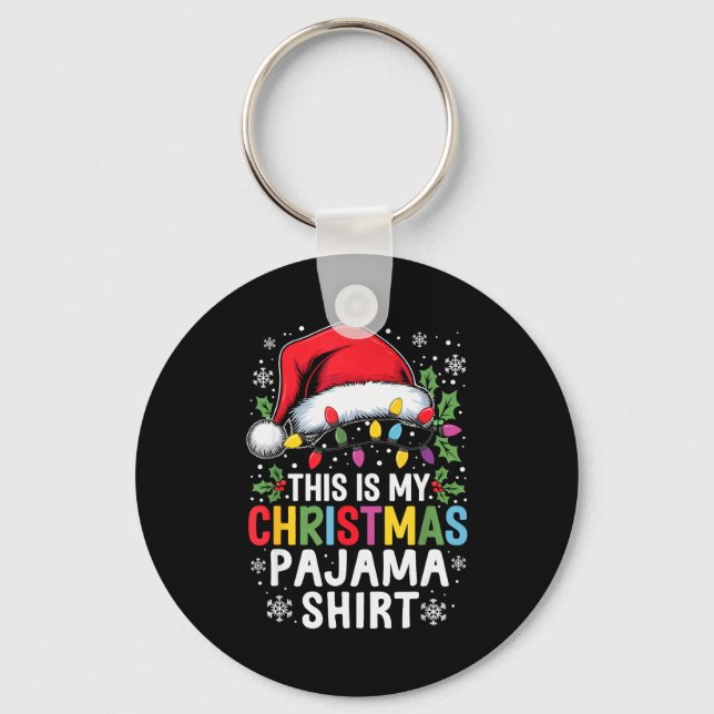 Funny Family Christmas Pajamas This Is My Christma Nyckelring (Framsida)