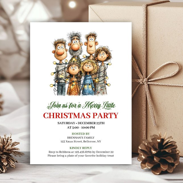 Funny Family Hand Drawn Christmas Party Invite Inbjudningar (Funny Family Hand Drawn Christmas Party Invite)
