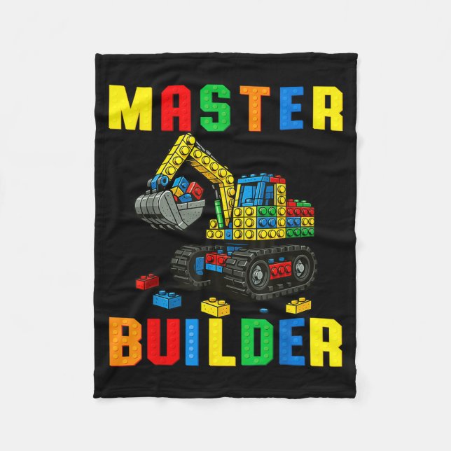 Funny Family Master Builder Building Bricks Blocks Fleecefilt (Framsidan)