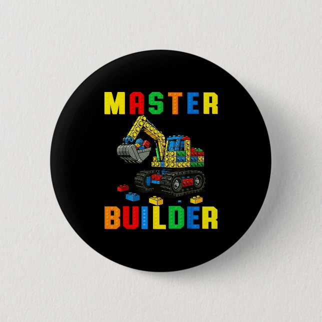 Funny Family Master Builder Building Bricks Blocks Knapp (Framsida)
