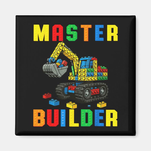 Funny Family Master Builder Building Bricks Blocks Magnet (Framsidan)