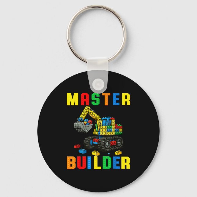 Funny Family Master Builder Building Bricks Blocks Nyckelring (Framsida)