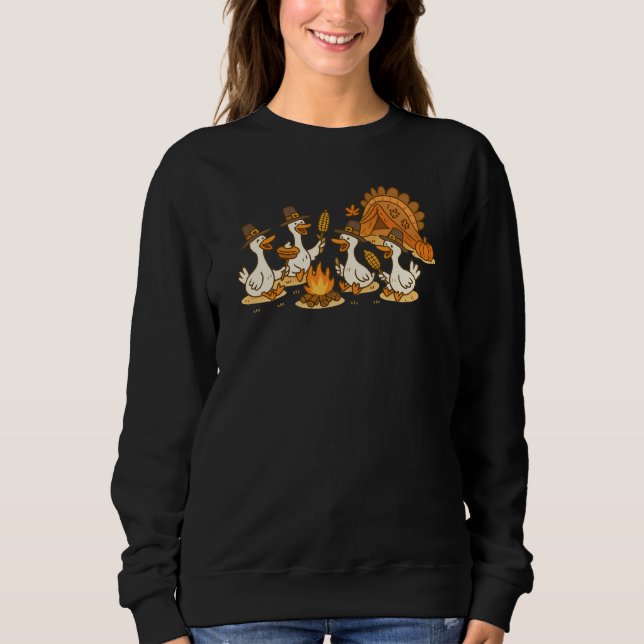 Funny Fånig Goose Camping Thanksgiving T Shirt (Framsida)