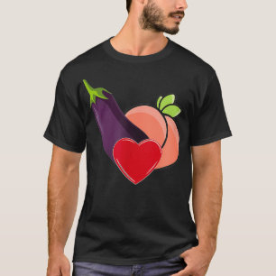 Funny Fånig Grinder Emoji Kärlek Peach Eggplant Hu T Shirt