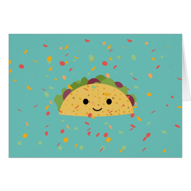 Funny Fantastaco Birthday Kawaii Taco Card Hälsningskort (Framsidan Horizontal)