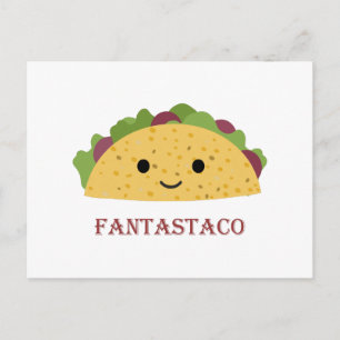 Funny Fantastaco Taco Pun Cute Kawaii Taco Helg Vykort