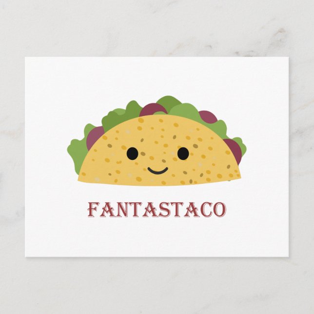 Funny Fantastaco Taco Pun Cute Kawaii Taco Helg Vykort (Framsida)
