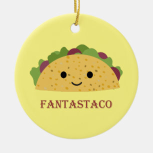 Funny Fantastaco Taco Pun Cute Kawaii Taco Julgransprydnad Keramik