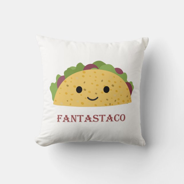 Funny Fantastaco Taco Pun Cute Kawaii Taco Kudde (Framsida)