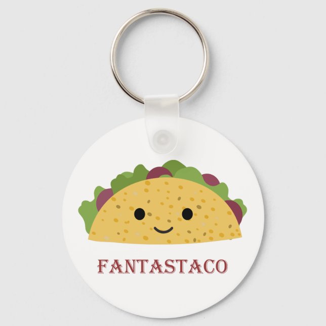 Funny Fantastaco Taco Pun Cute Kawaii Taco Nyckelring (Framsida)