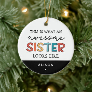 Funny Fantastisk Sister Gåvor för bästa syster n Julgransprydnad Keramik