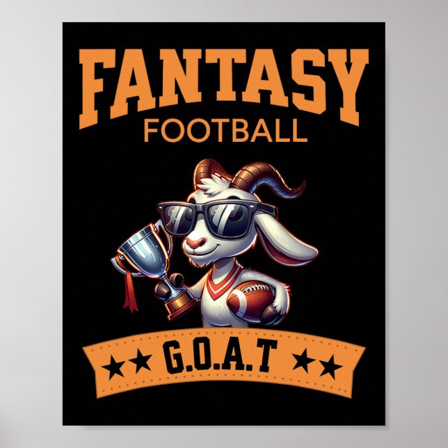 Funny Fantasy Football Champion Goat Poster (Framsidan)