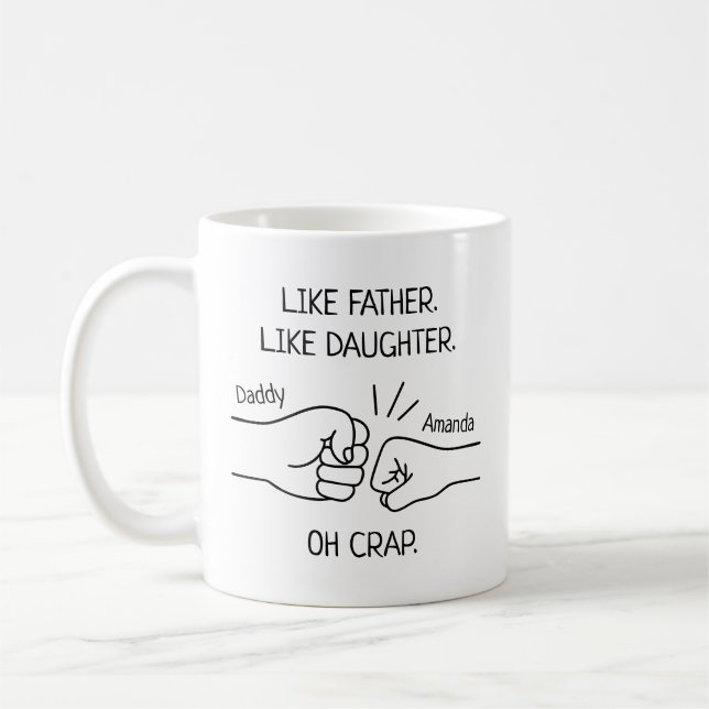Funny Far-dotter Fist Bump Teckning Kaffemugg (Vänster)