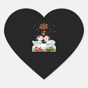 Funny Får Julgran Julafton Animal Gift Hjärtformat Klistermärke