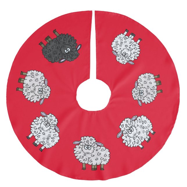 Funny Får Julgran Skirt Julgransmatta Borstad Polyester (Framsidan)