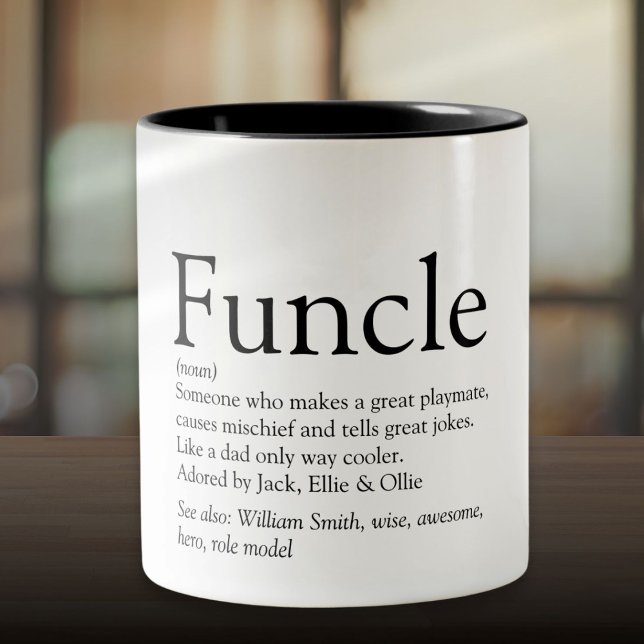 Funny farbror Funcle Definition Say Två-Tonad Mugg (Funny Uncle Funcle Definition Saying Two-Tone Coffee Mug)