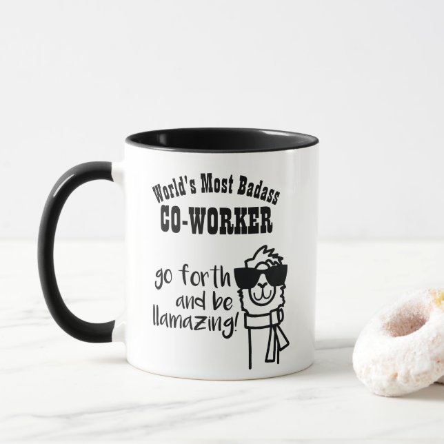 Funny Farewell Co-Worker - Worlds BADASS Llama MUG Mugg (Med munk)