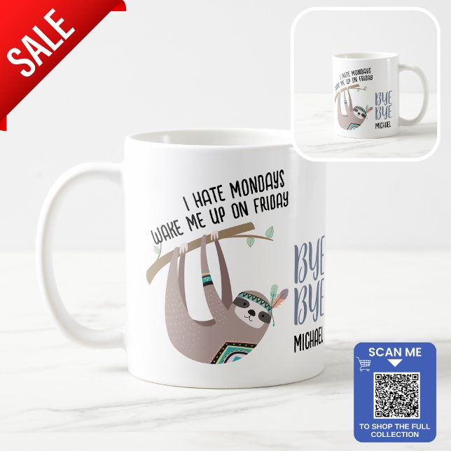 FUNNY Farewell COLLEAGUE Mugg - Hate Mondays SLOTH (Skapare uppladdad)